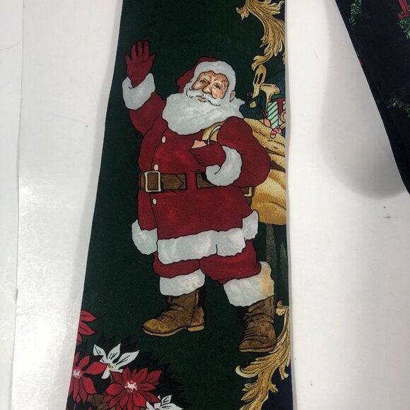 Vintage Hallmark Yule Tie Greetings Necktie Men's Santa Clause and Wreath - Picture 2 of 8